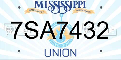 7SA7432 Mississippi License Plate