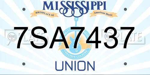 7SA7437 Mississippi License Plate