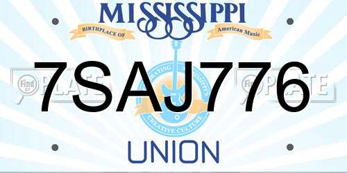 7SAJ776 Mississippi License Plate