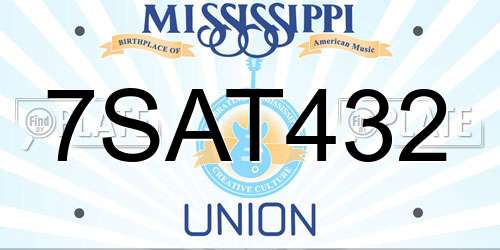 7SAT432 Mississippi License Plate