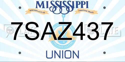 7SAZ437 Mississippi License Plate
