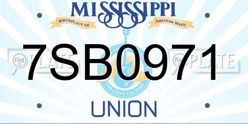 7SB0971 Mississippi License Plate