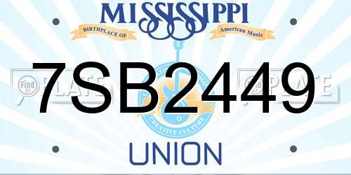 7SB2449 Mississippi License Plate