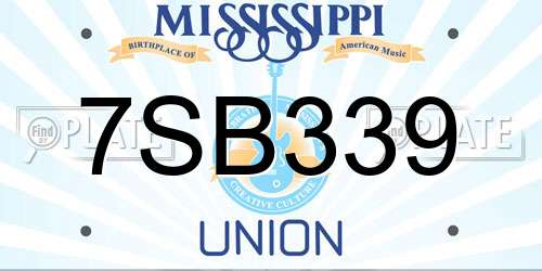 7SB339 Mississippi License Plate