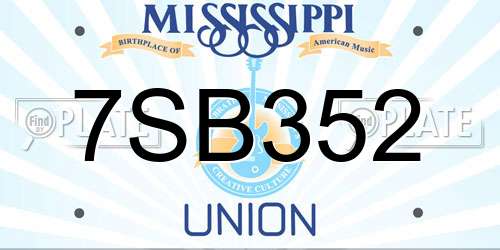 7SB352 Mississippi License Plate