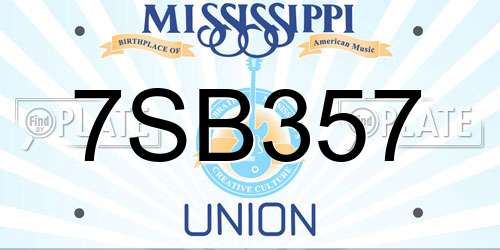 7SB357 Mississippi License Plate