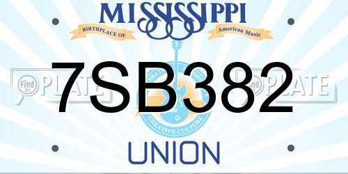 7SB382 Mississippi License Plate