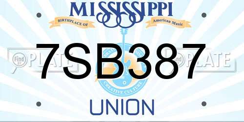 7SB387 Mississippi License Plate