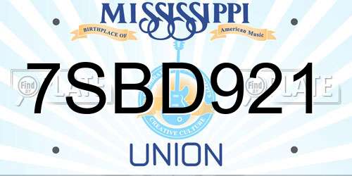 7SBD921 Mississippi License Plate
