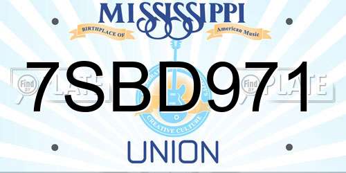 7SBD971 Mississippi License Plate