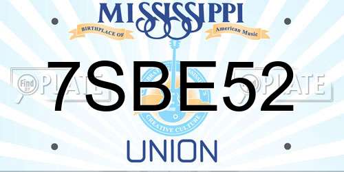 7SBE52 Mississippi License Plate