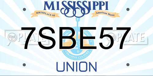 7SBE57 Mississippi License Plate
