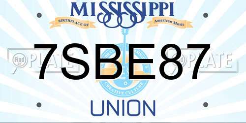 7SBE87 Mississippi License Plate