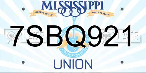 7SBQ921 Mississippi License Plate