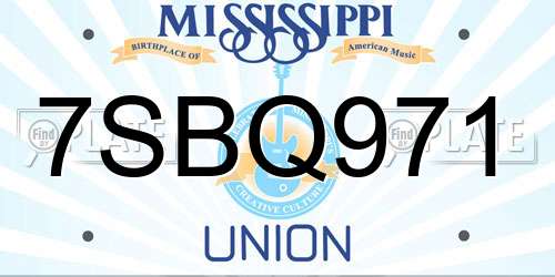 7SBQ971 Mississippi License Plate