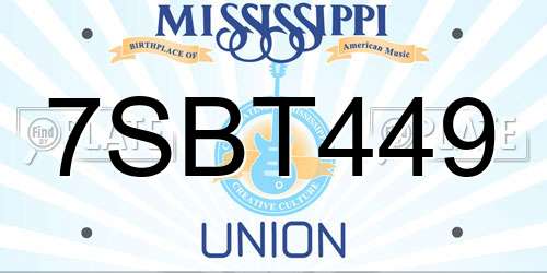 7SBT449 Mississippi License Plate