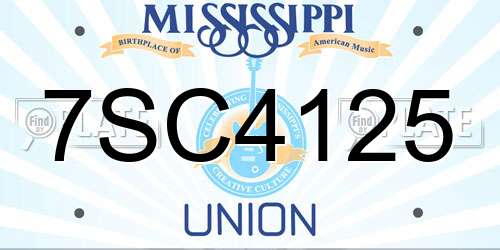 7SC4125 Mississippi License Plate