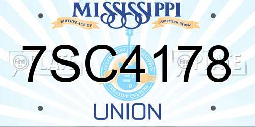 7SC4178 Mississippi License Plate