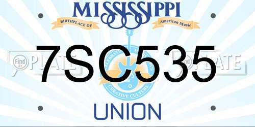 7SC535 Mississippi License Plate