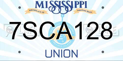 7SCA128 Mississippi License Plate