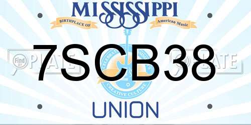7SCB38 Mississippi License Plate