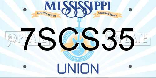 7SCS35 Mississippi License Plate