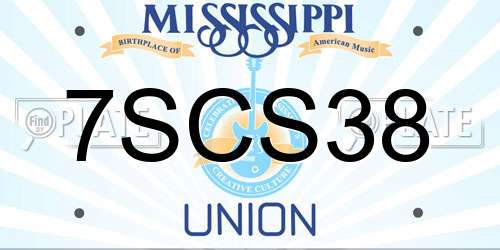 7SCS38 Mississippi License Plate