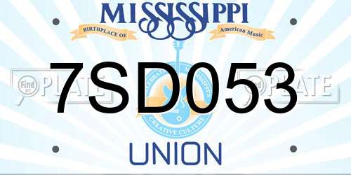 7SD053 Mississippi License Plate