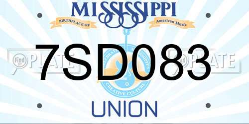 7SD083 Mississippi License Plate