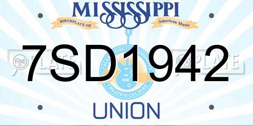 7SD1942 Mississippi License Plate