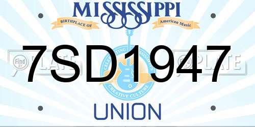 7SD1947 Mississippi License Plate
