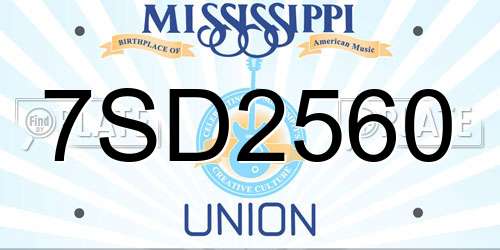 7SD2560 Mississippi License Plate