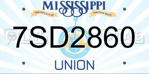 7SD2860 Mississippi License Plate