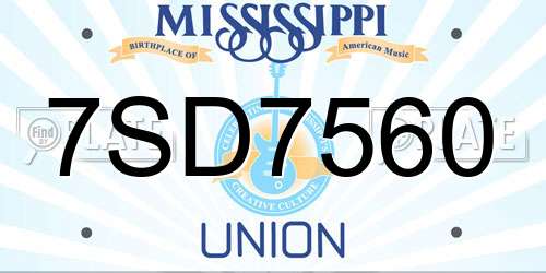 7SD7560 Mississippi License Plate