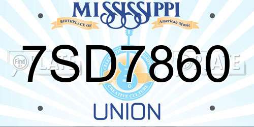7SD7860 Mississippi License Plate
