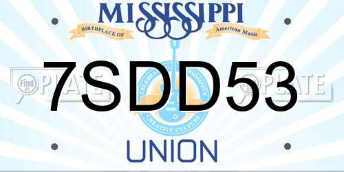 7SDD53 Mississippi License Plate