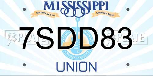 7SDD83 Mississippi License Plate