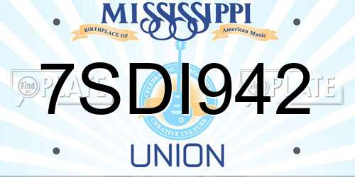 7SDI942 Mississippi License Plate