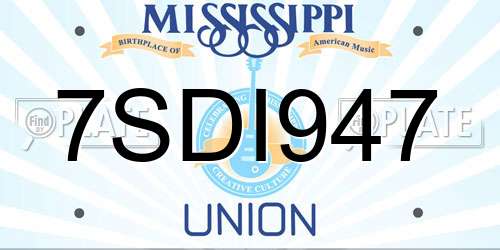 7SDI947 Mississippi License Plate