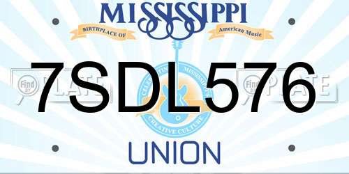 7SDL576 Mississippi License Plate