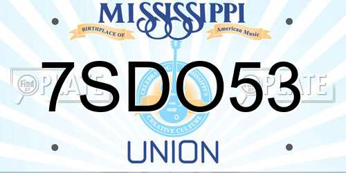 7SDO53 Mississippi License Plate