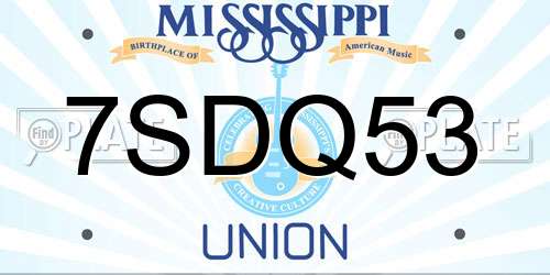 7SDQ53 Mississippi License Plate