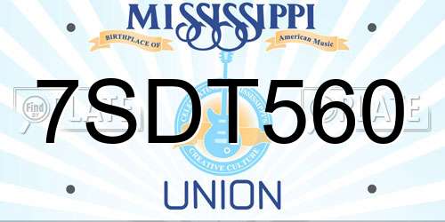 7SDT560 Mississippi License Plate