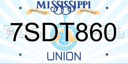 7SDT860 Mississippi License Plate