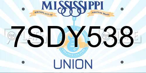 7SDY538 Mississippi License Plate