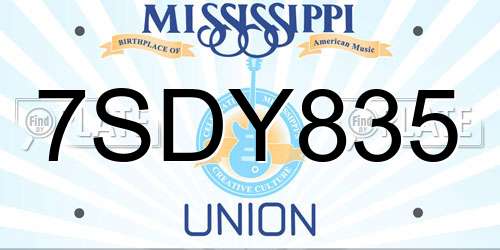 7SDY835 Mississippi License Plate