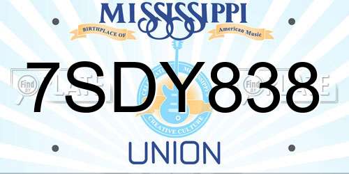7SDY838 Mississippi License Plate