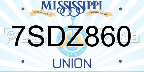 7SDZ860 Mississippi License Plate