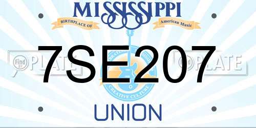 7SE207 Mississippi License Plate