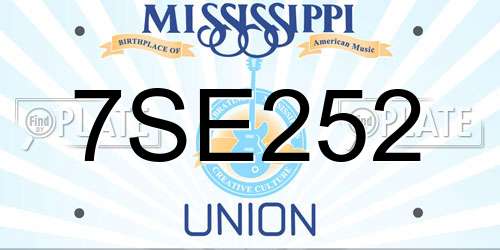 7SE252 Mississippi License Plate